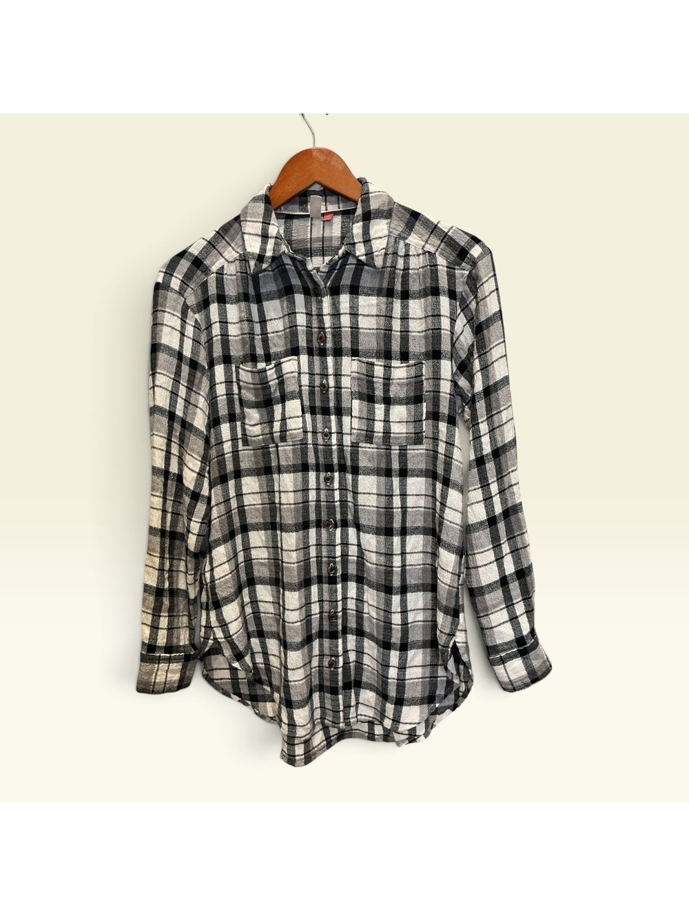 Pilcro Anthropologie Plaid Button Down Shirt XXS Black Gray